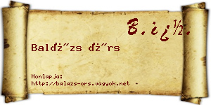Balázs Örs névjegykártya